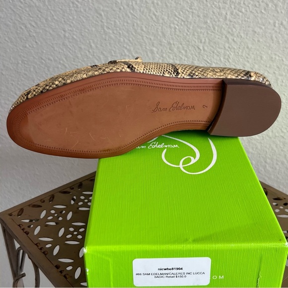 Sam Edelman Lucca Snake Print Leather Ruched Bit Buckle Flat Loafers NIB Sz 7M - Picture 4 of 7